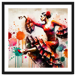 Fiery Flamenco Dancer In Motion by Chromatic Fusion Studio