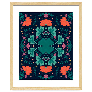 Clovers And Flowers Teal and Orange by Wackapacka