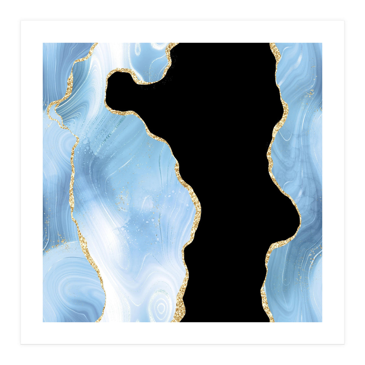 Blue & Gold Glitter Agate Texture 01 (Print Only)