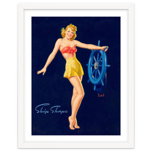 Pinup Girl Is Posing With A Steering Wheel by Hermes