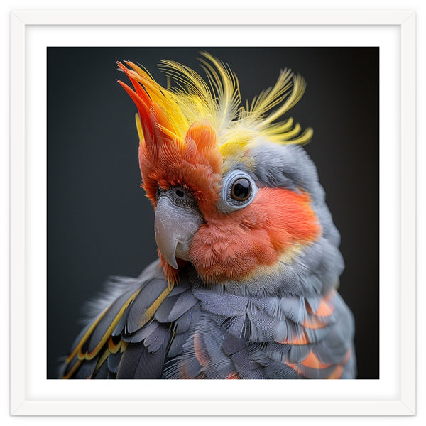 Cute Cockatoo Bird Portrait Colorful Crest