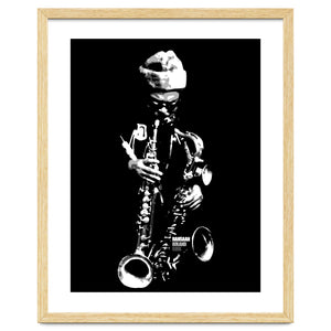 Rahsaan Roland Kirk Jazz Music Legend in Grayscale by taurungka