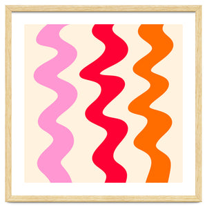 Squiggly Lines - orange, pink and cream by Wackapacka