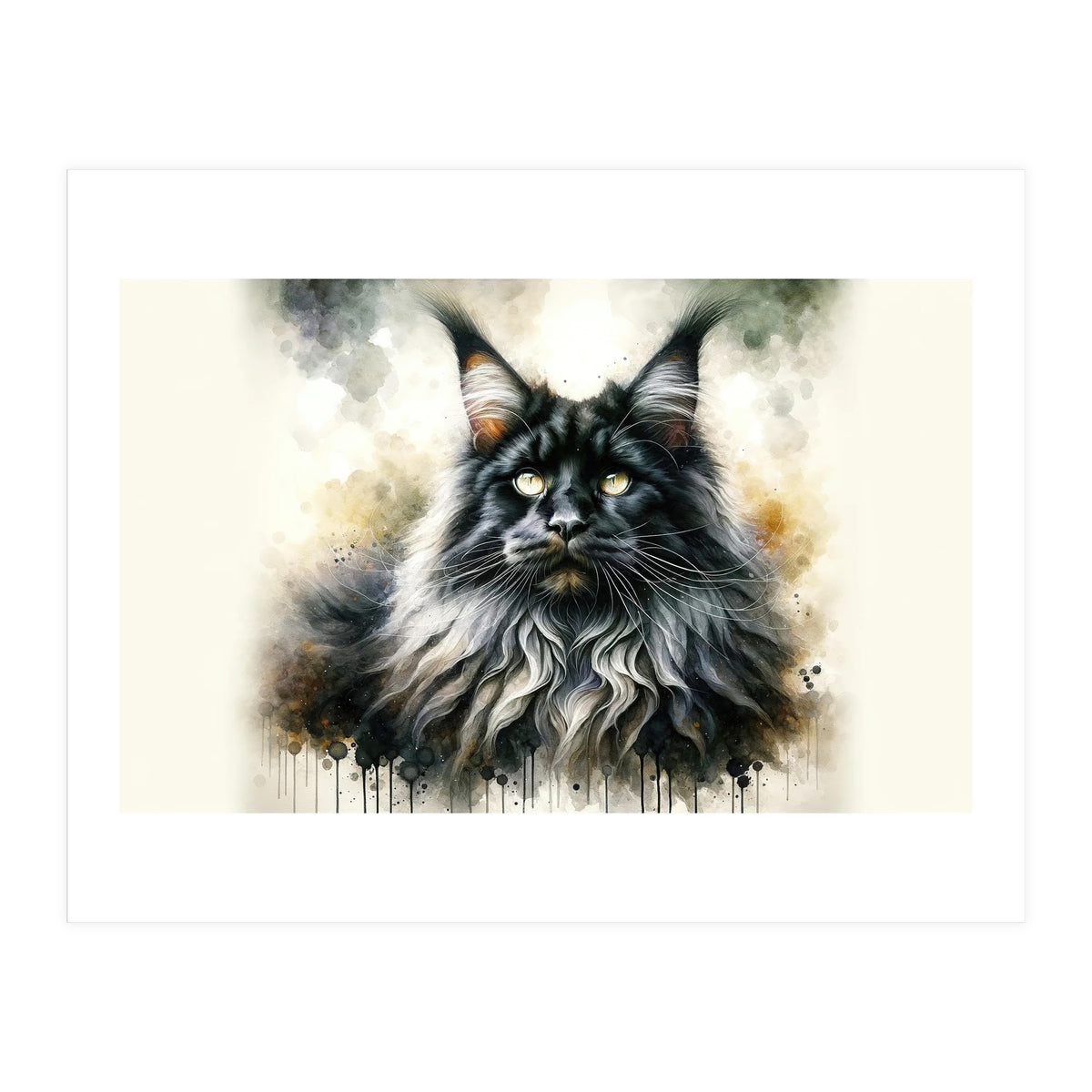 Majestic Long Haired Cat Portrait (Print Only)