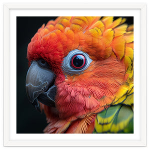Close Up Sun Conure Parrot Eye Feathers by Rizwana Khan