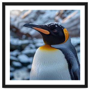 King Penguin In The Snow With Frosty Head by Rizwana Khan