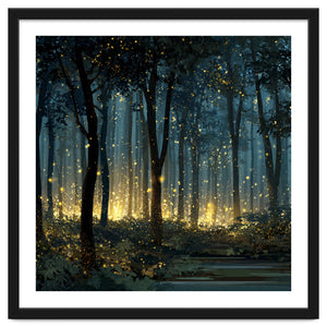 Enchanted Midnight Forest with Glowing Fireflies by artistic
