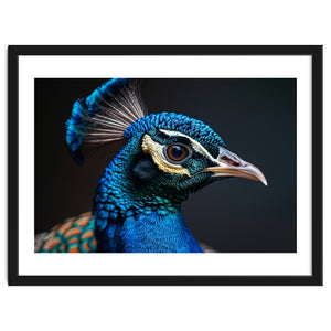 Close Up Peacock Head Blue Green Feather by Rizwana Khan