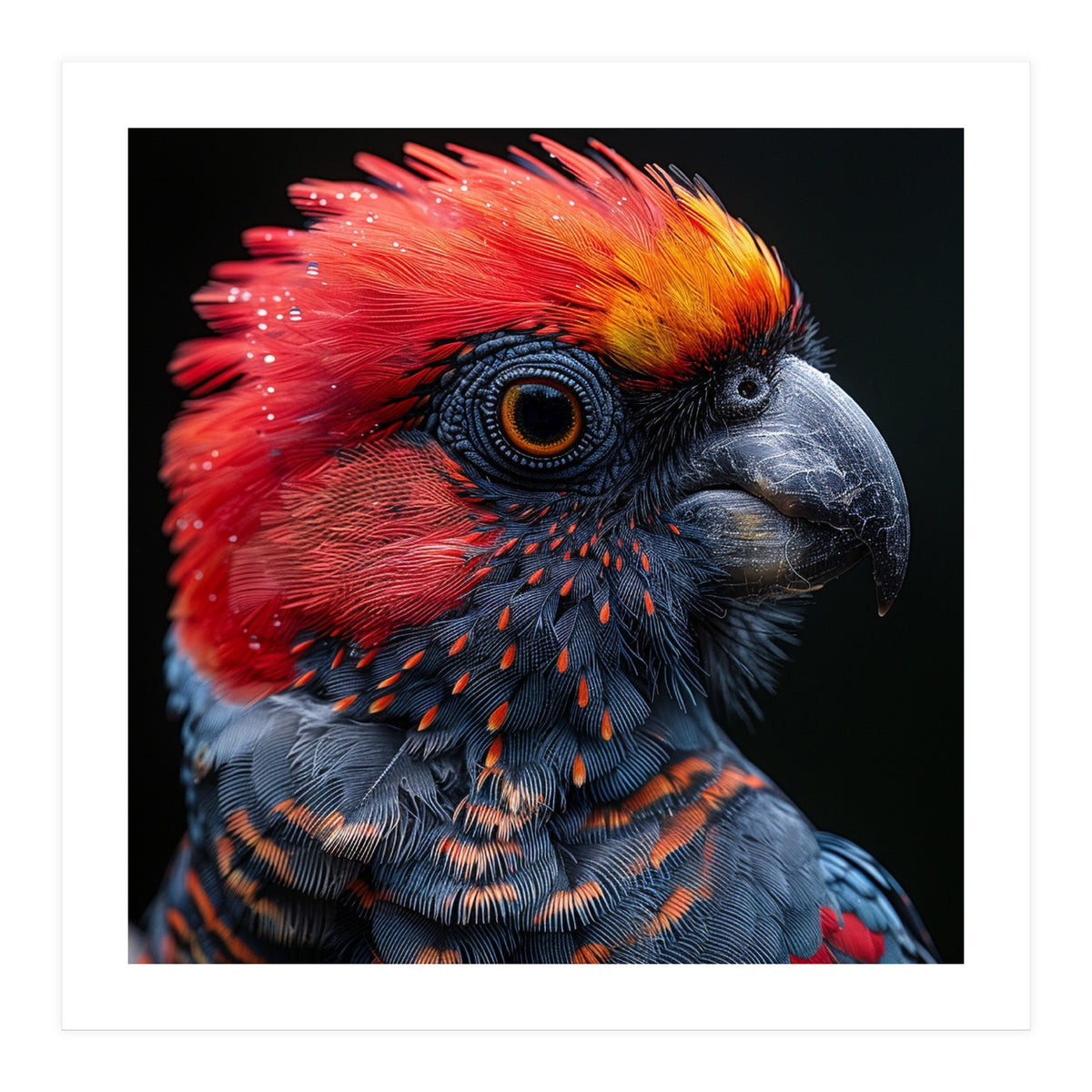 Black Palm Cockatoo Bird Close Up (Print Only)