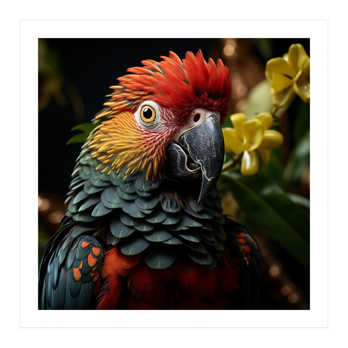 Vibrant Macaw Parrot With Red And Yellow (Print Only)