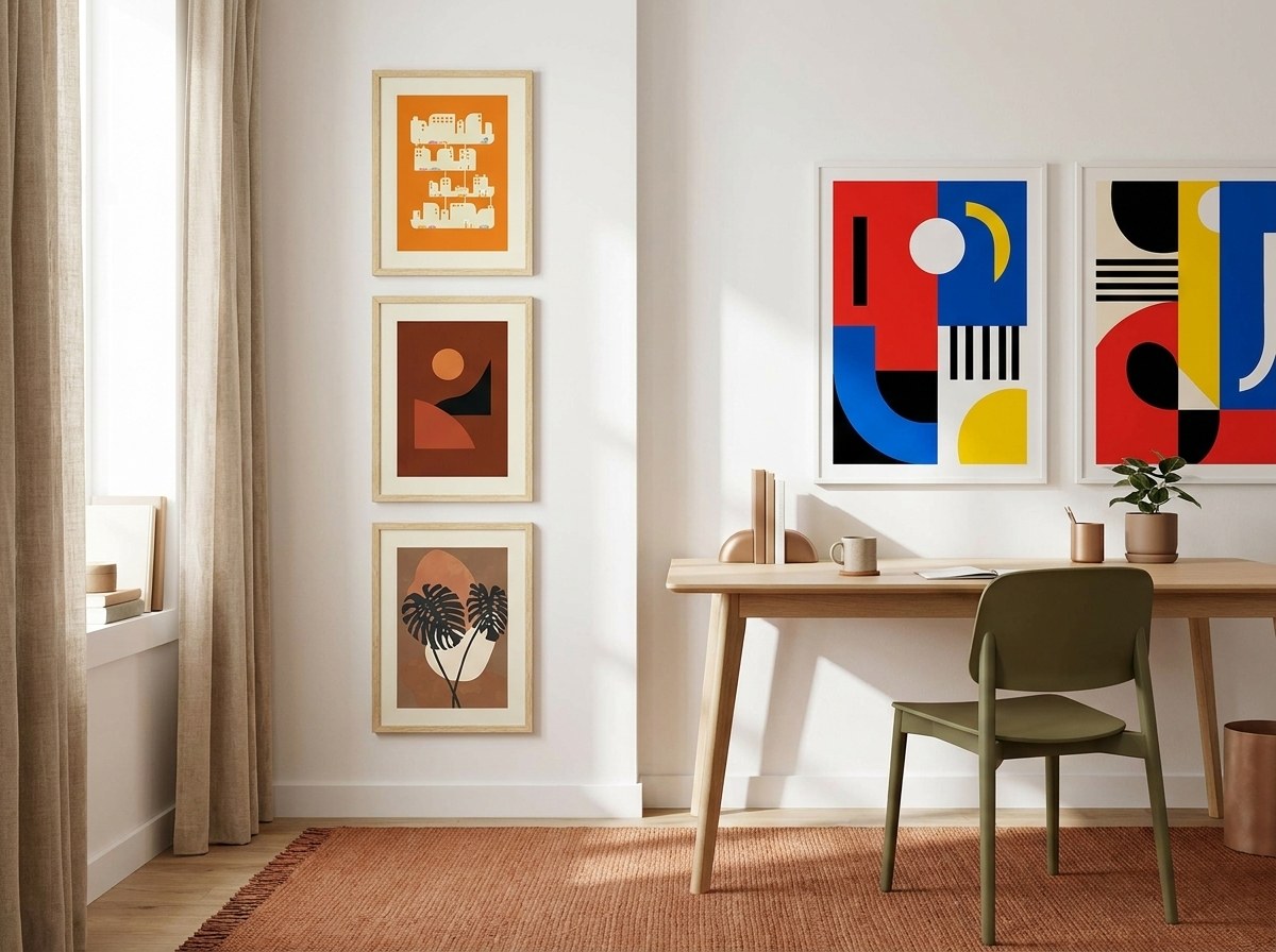 Abstract Warmth Gallery Wall Set arrangement