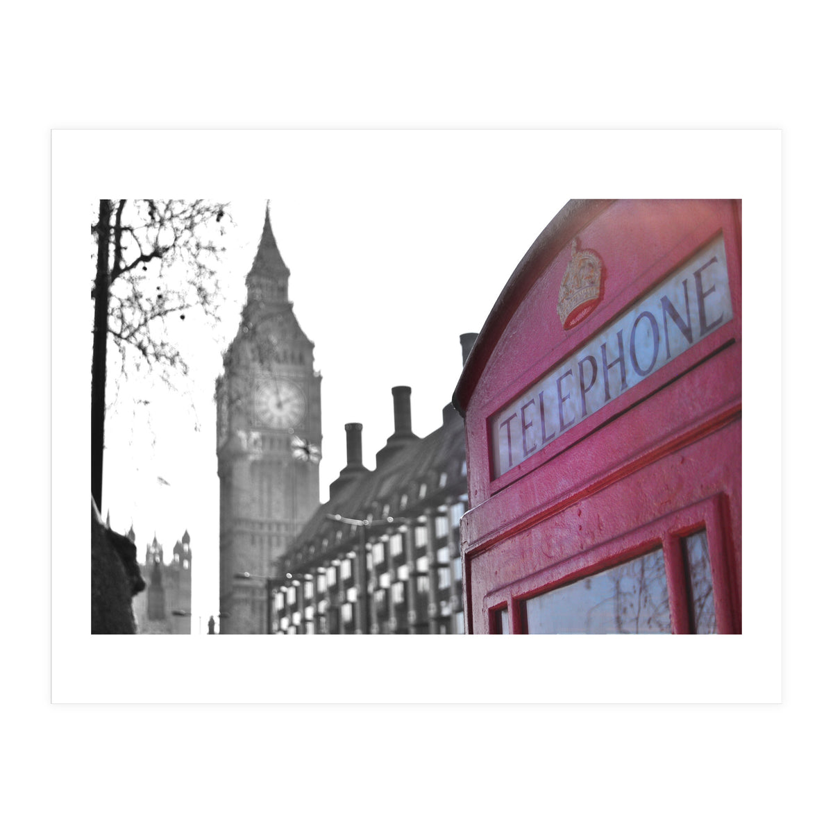 London Big Ben Red Phone Booth (Print Only)