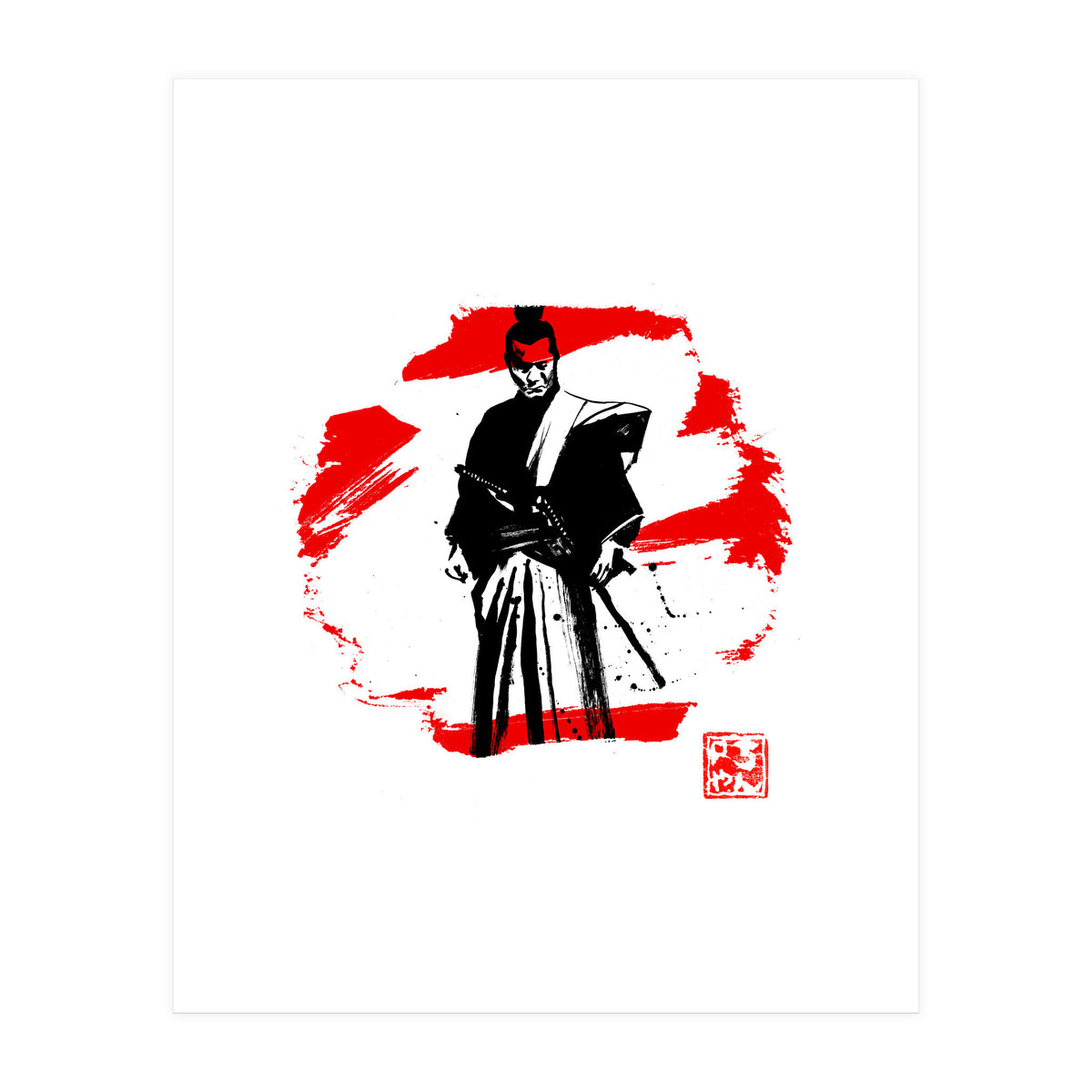 samurai in red and white (Print Only)