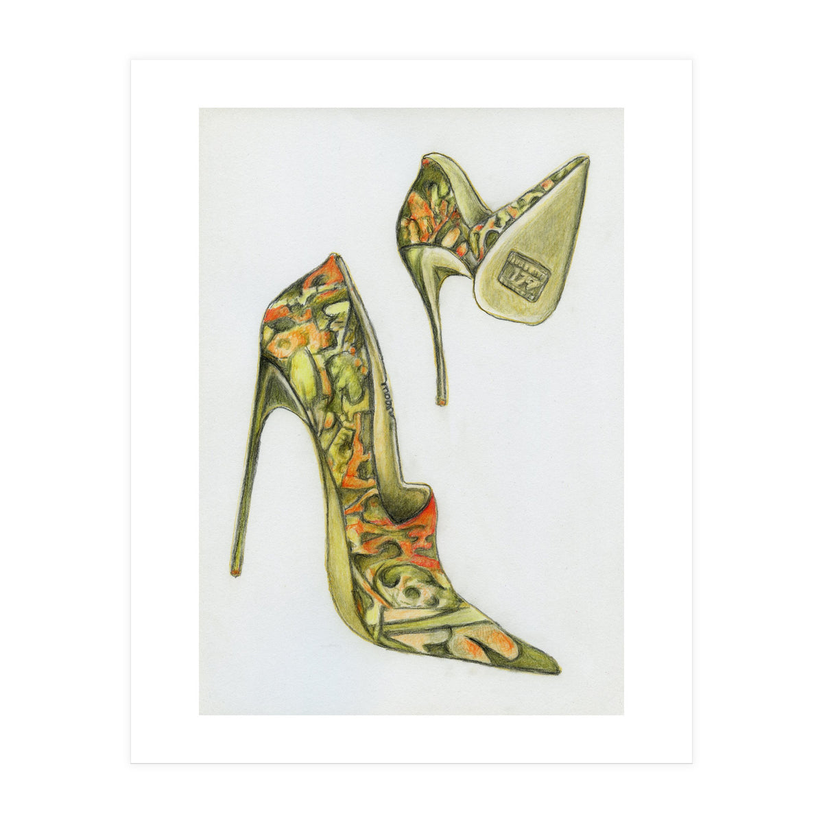Green stiletto shoes (Print Only)