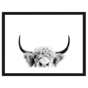 Peeking cow BW by Sisi And Seb