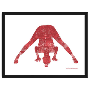 Prasarita Padottanasana in Red by Celeste Groenewald