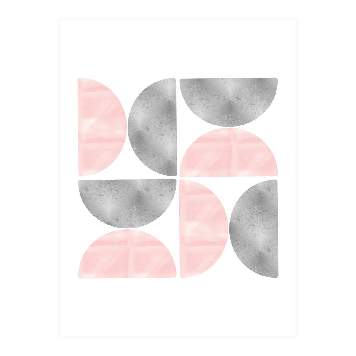 Half Moon Blush And Grey Abstract (Print Only)