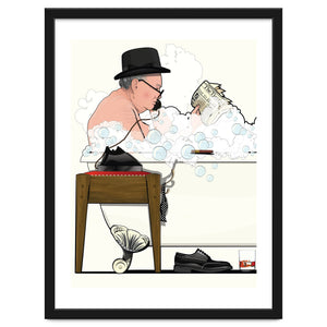 Winston Churchill in Bathtub, Funny Bathroom Humour by In The Washroom