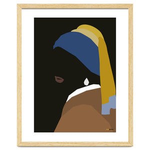 Girl with a Pearl Earring Minimalist by Rafa Gomes