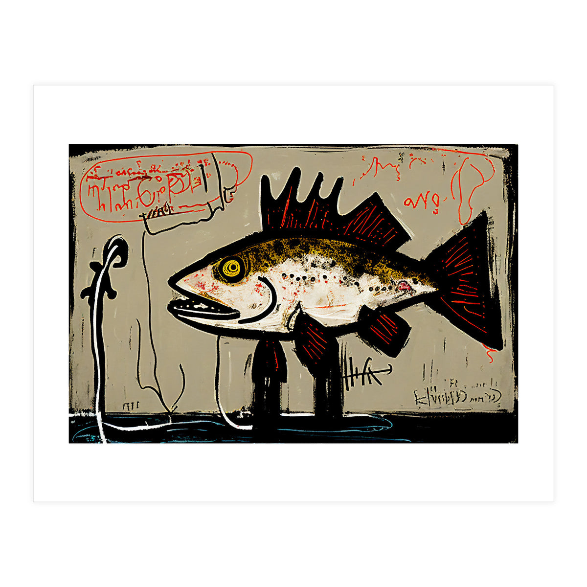 Brown Trout in Abstract Style Painting (Print Only)