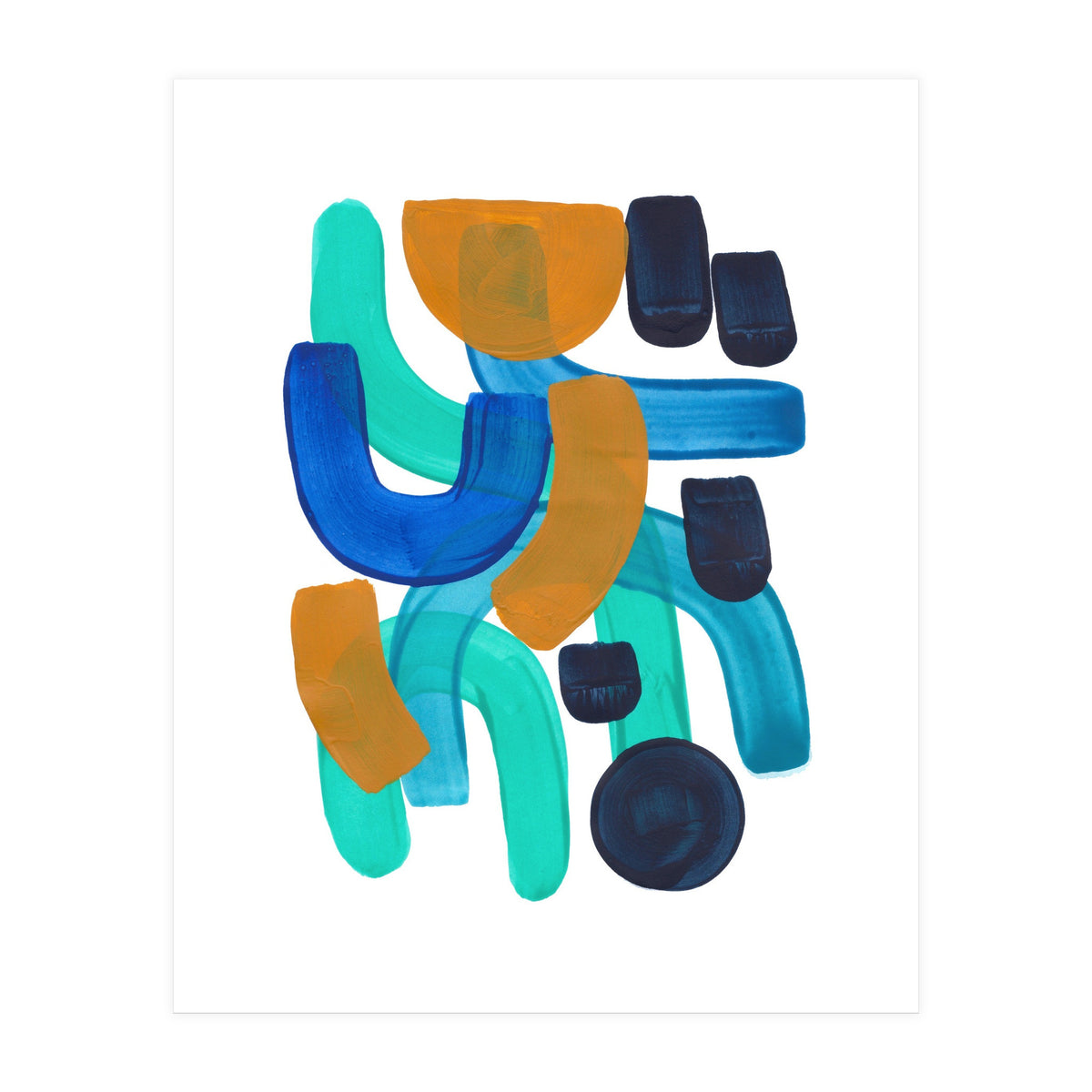 Fun Colorful Blue Turquoise Shape Yellow Accent (Print Only)