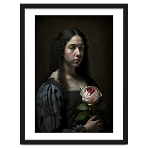 Sad Young Woman Moody Vintage Dark Painting by Walter WhatsHisFace