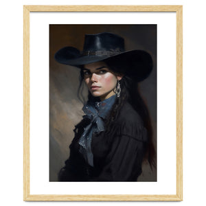 Gothic Cowgirl Moody Dark Painting by Walter WhatsHisFace