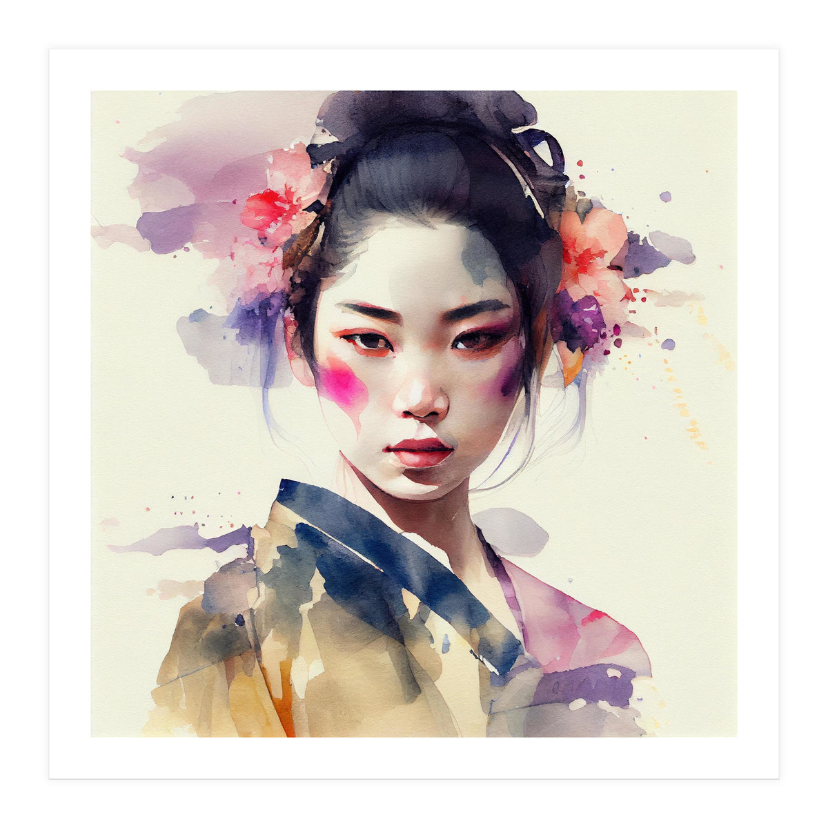 Watercolor Modern Geisha #6 (Print Only)
