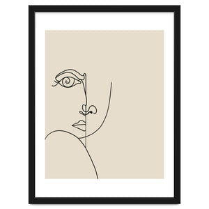 Looking Back : Moon Eyes, Abstract Face Line Art, Minimal Drawing Sketch People Scandinavian Neutral by 83 Oranges