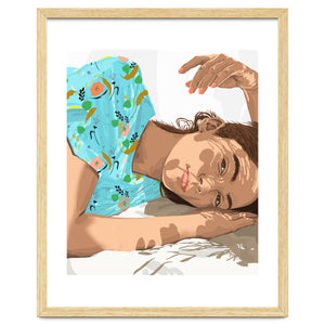 Feel the Sun from Both Sides, Summer Bohemian Woman Illustration, Vibrant Colorful Portrait Painting by 83 Oranges