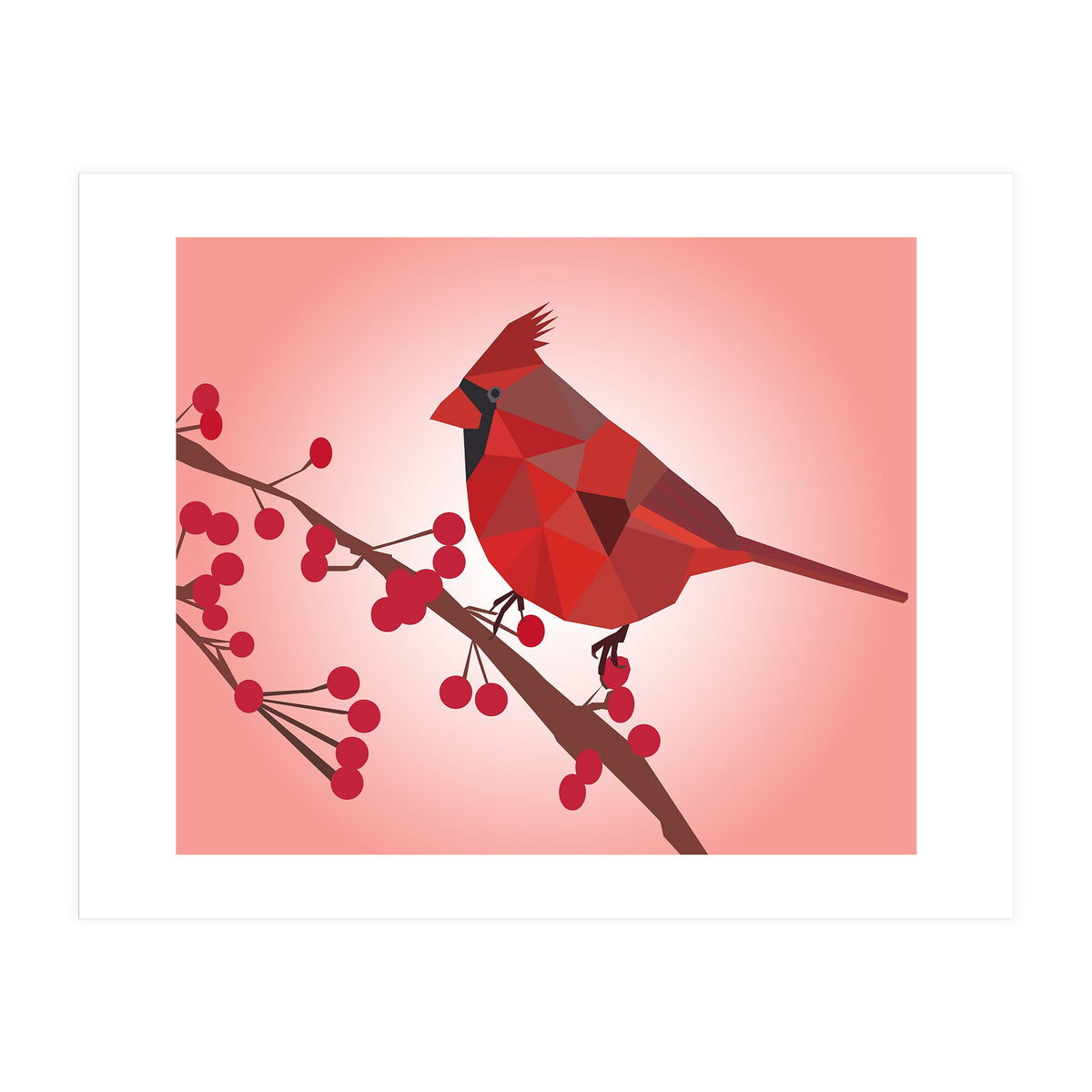 Northern Cardinal Bird Low Poly Art (Print Only)