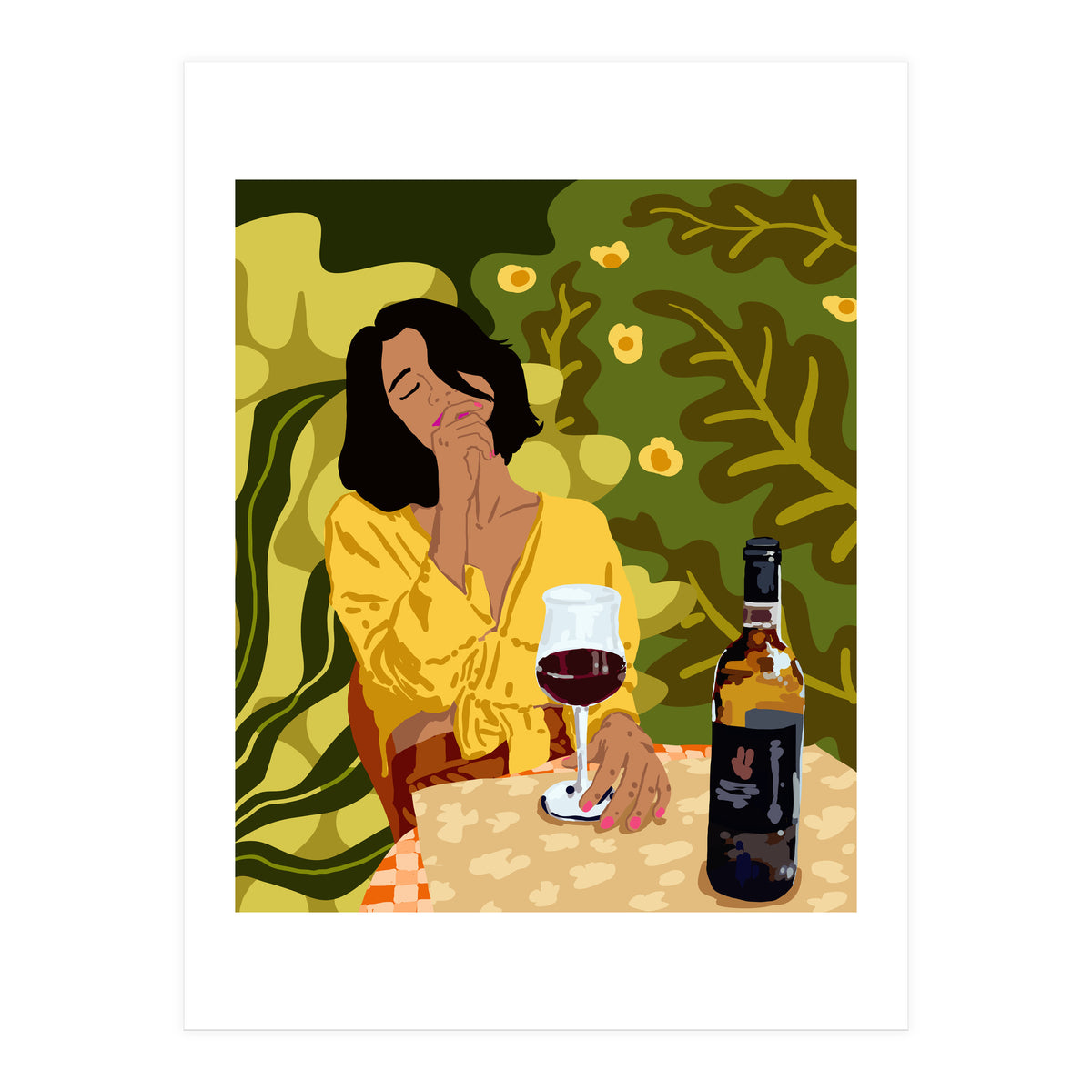 Wine is the answer.What was the question? Drinks Vacation Travel Modern Bohemian Black Woman Fashion (Print Only)