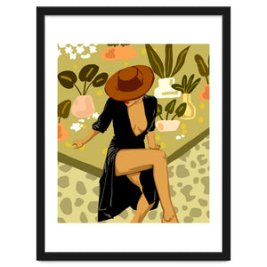 Make it Worth Their While, High Fashion Brown Woman Illustration, Plant Lady Little Black Dress by 83 Oranges