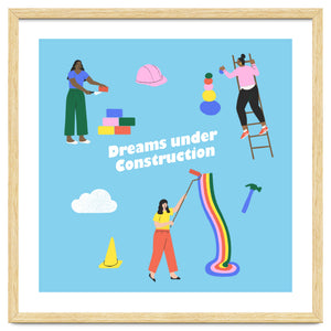 Dreams Under Construction Square Blue by Colorfuel