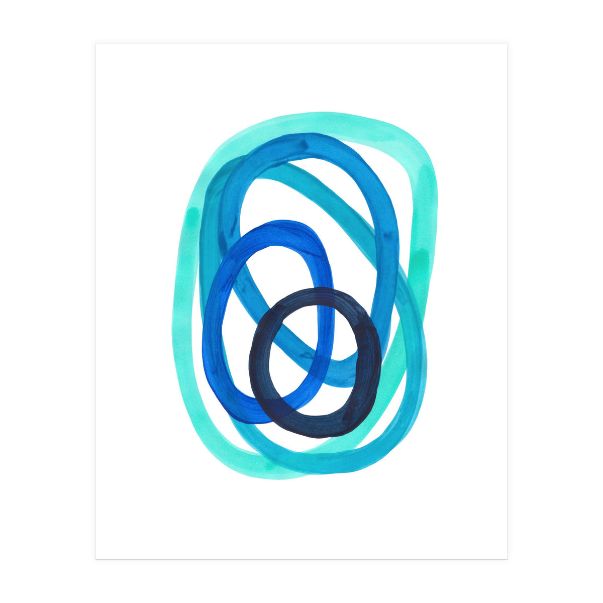 Marine Blues Blue Teal Turquoise Navy Blue Nesting Circles (Print Only)