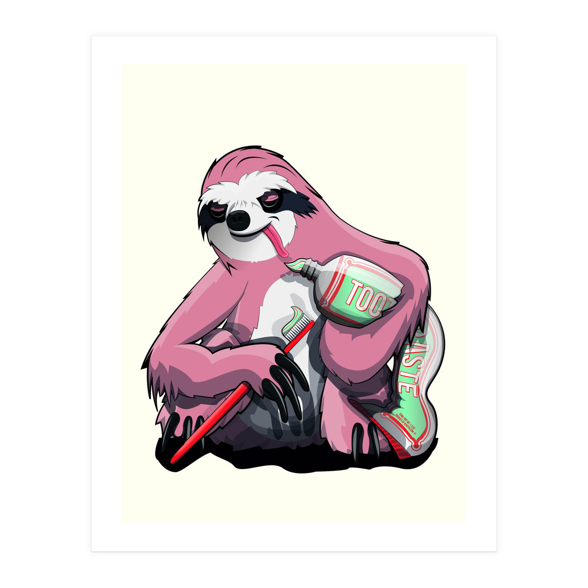 Sloth Brushing Teeth, Funny Bathroom Humour (Print Only)