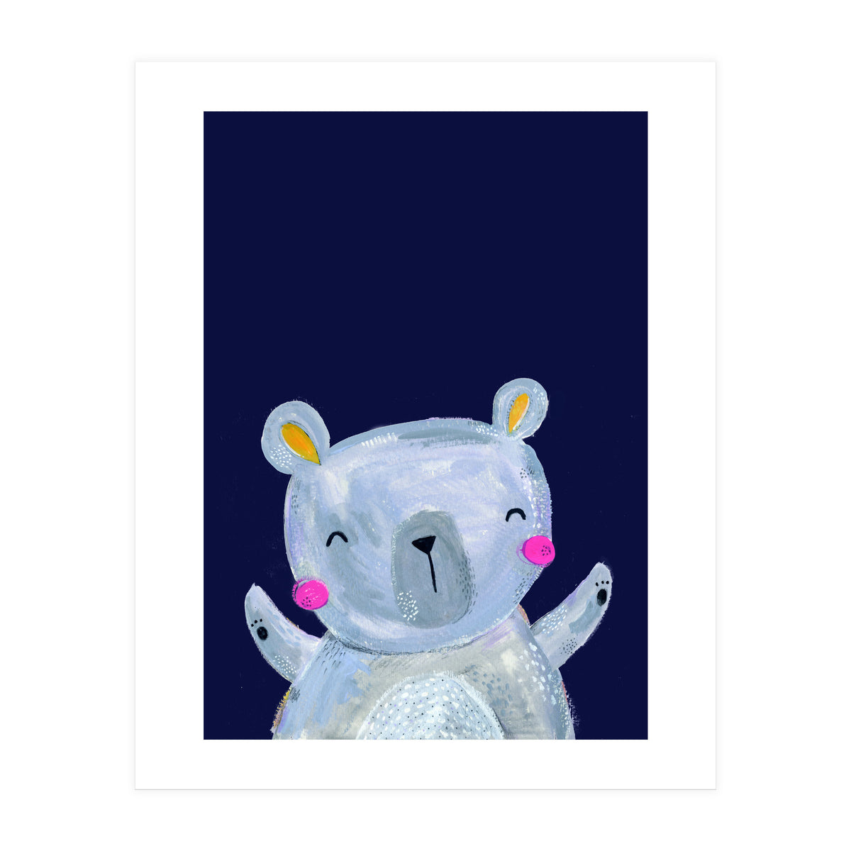 Woodland Bear On Navy (Print Only)