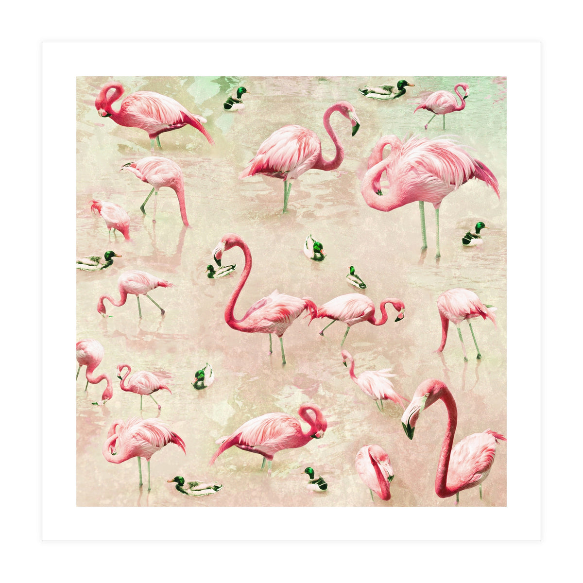 Flamingos Vintage Pink (Print Only)