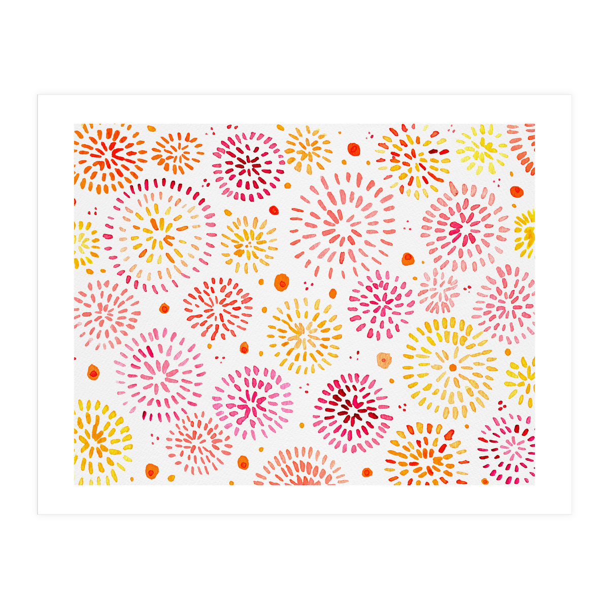 Abstract fireworks pattern in yellow and red (Print Only)