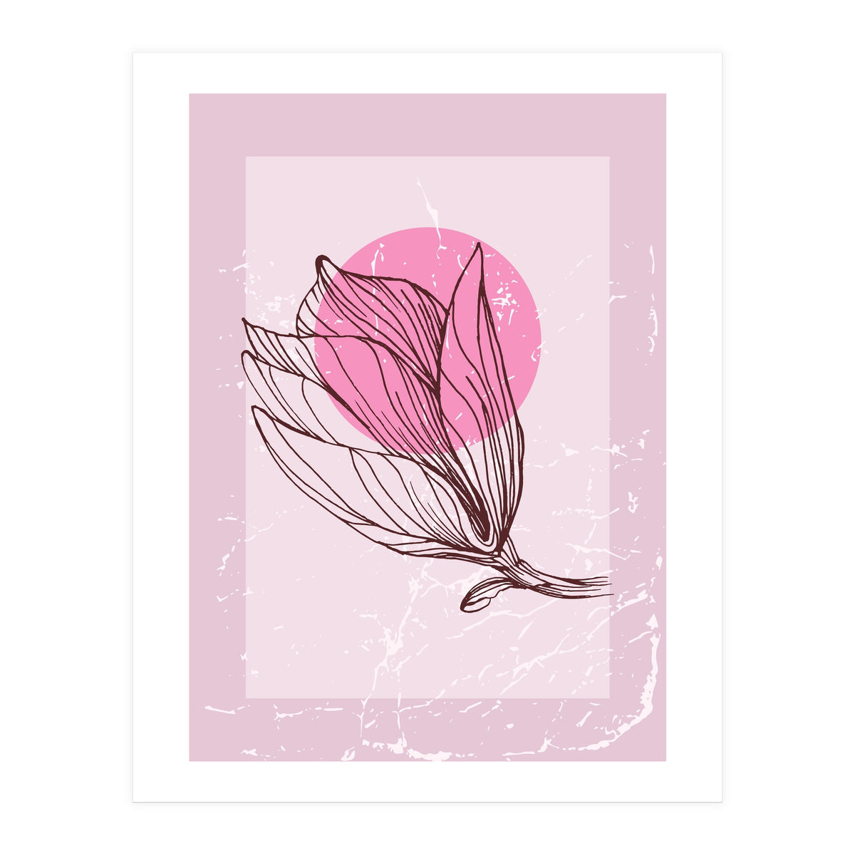 Magnolia Minimalist Scandinavian, Abstract Geometric Art, Botanical Art (Print Only)