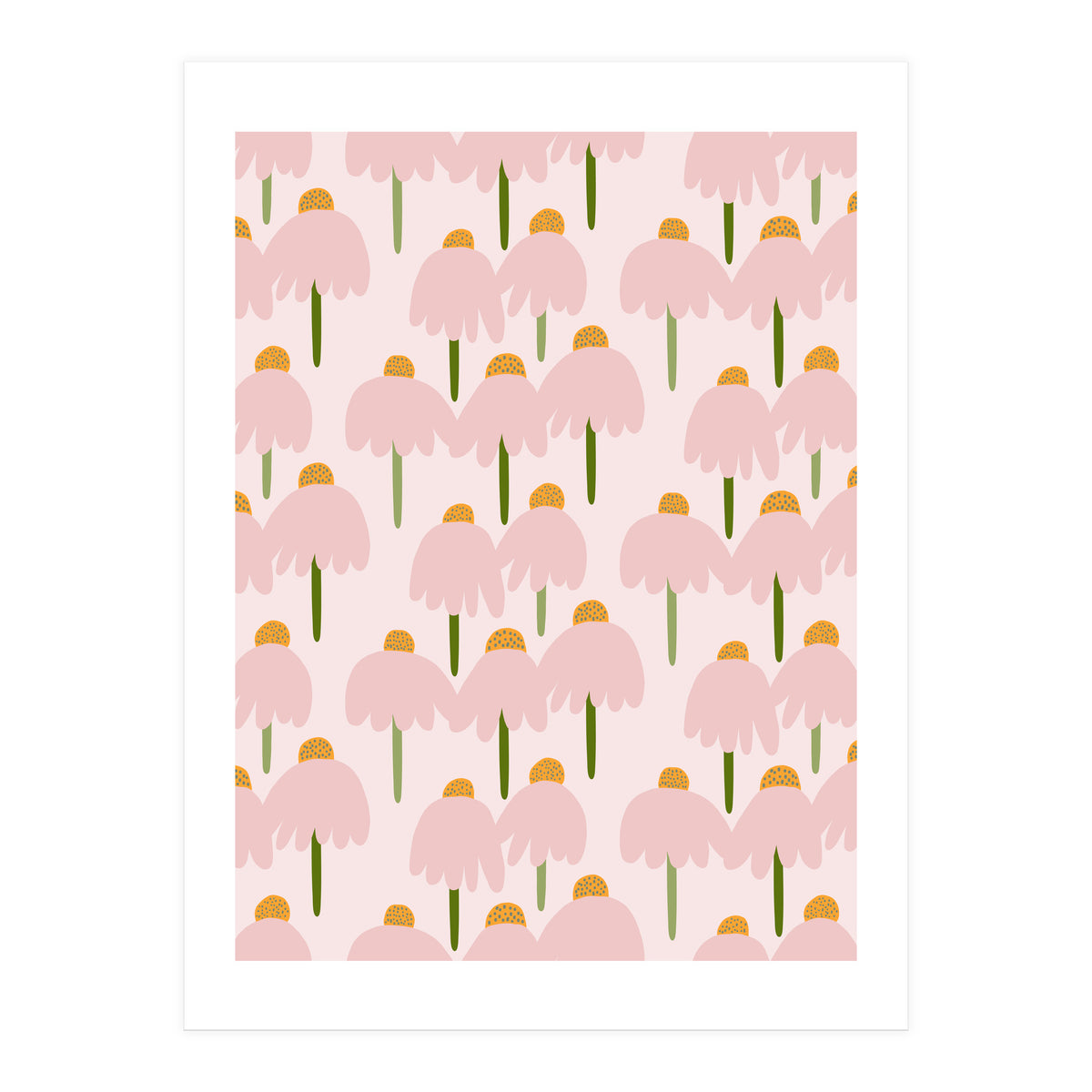 Pastel Pink Flower Pattern (Print Only)