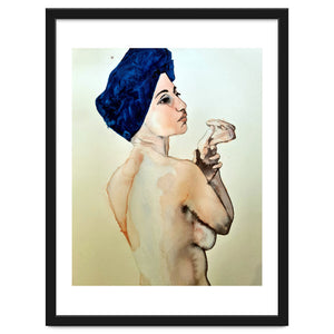 Untitled #89 - Nude in a blue turban by Marc A. Burns