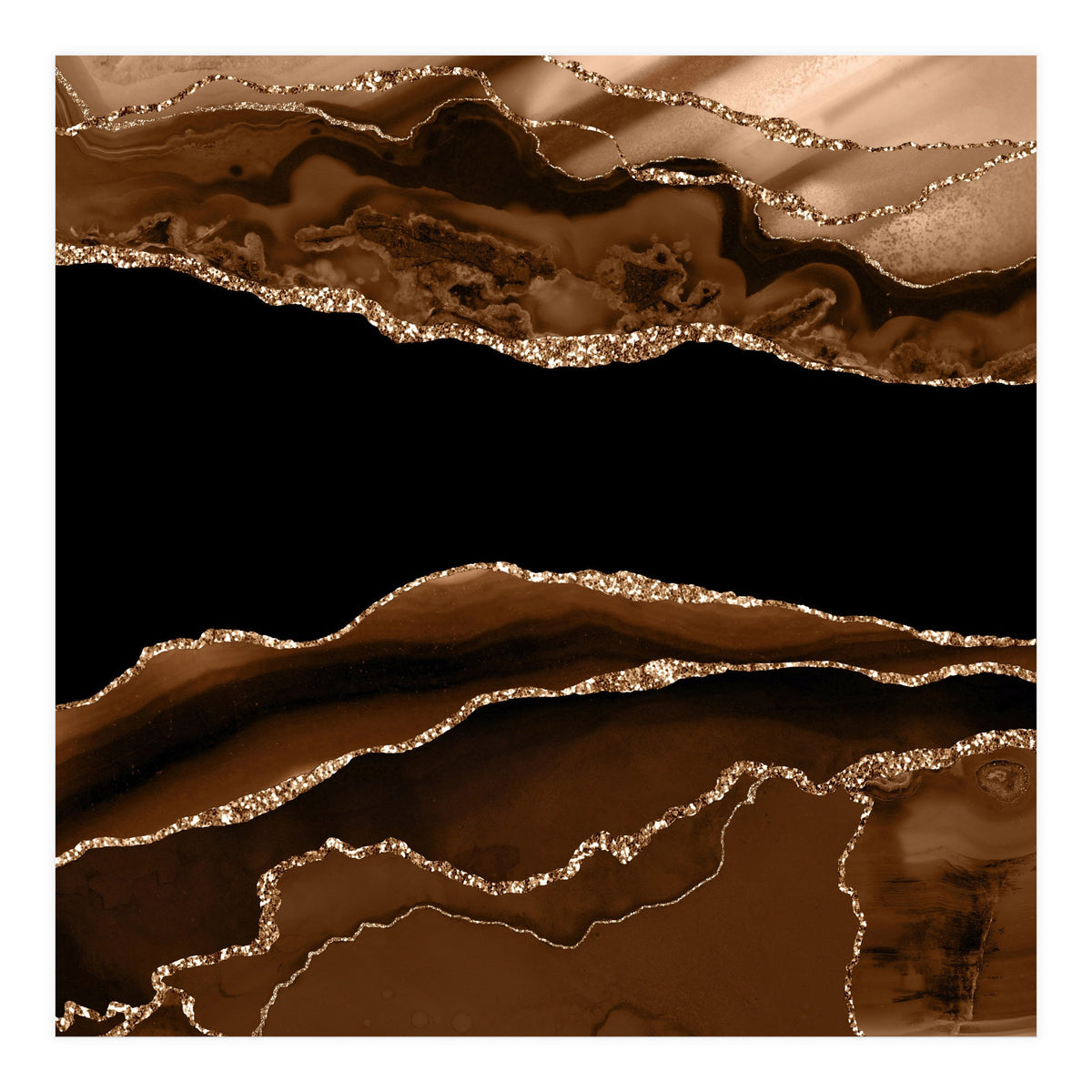 Brown & Gold Agate Texture 11 (Print Only)