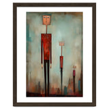 CITY HEIGHTS, three human-like forms of differing heights loom over the city below. thumbnail