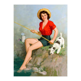 Pinup Girl Fishing With Her Dog (Print Only) thumbnail