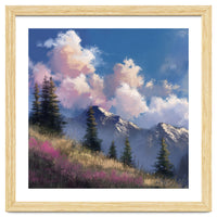 Alpine Summer Meadow with Vibrant Wildflowers and Snow