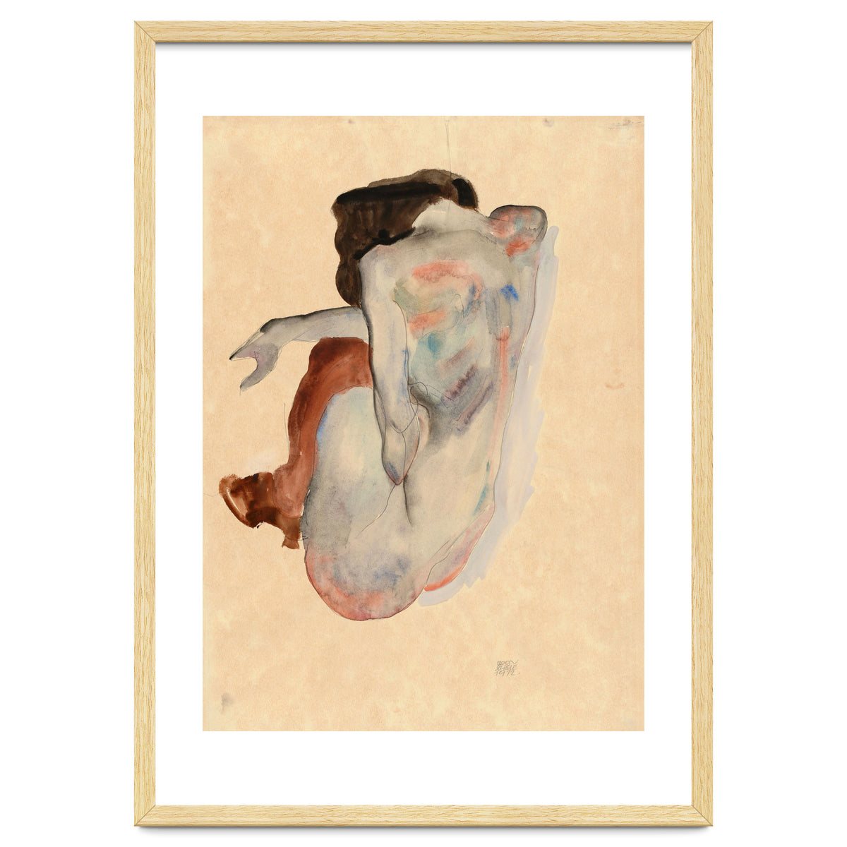 Crouching Nude in Shoes and Black Stockings, Back View.