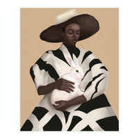 Woman In Stripes Holding A White Rabbit (Print Only)