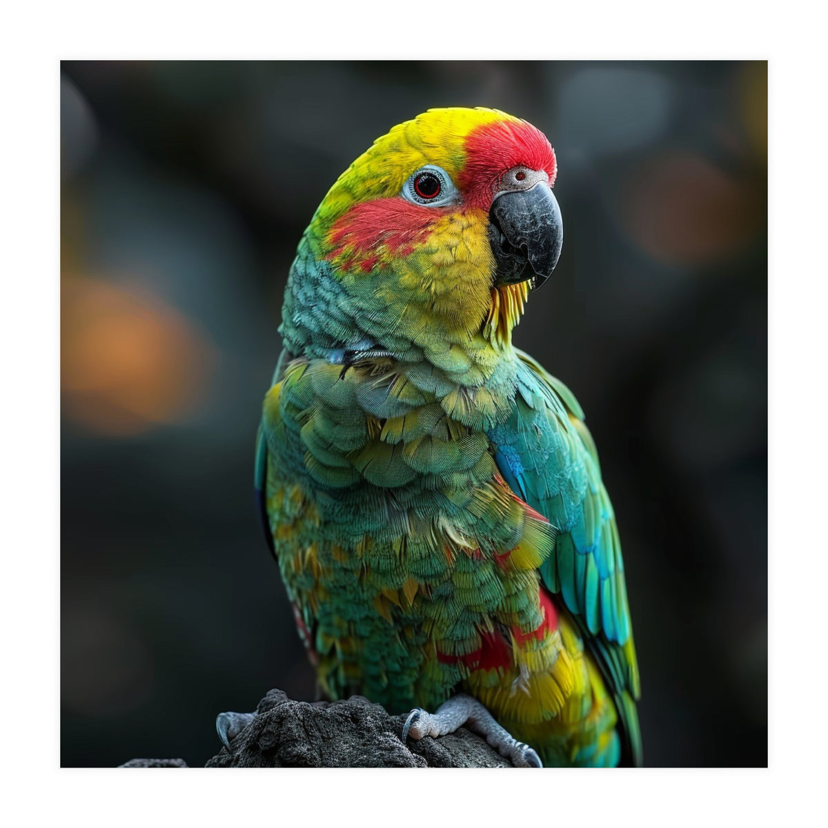 Vibrant Amazon Parrot Perched On A Branch (Print Only)