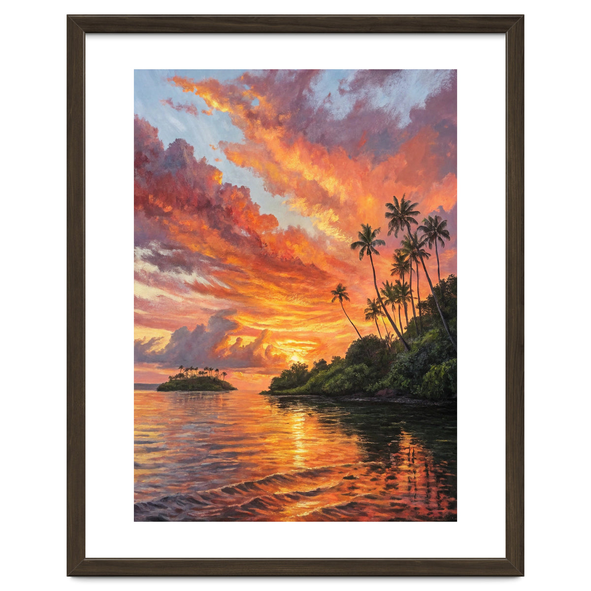 Impressionist Tropical Sunset Over Paradise Island